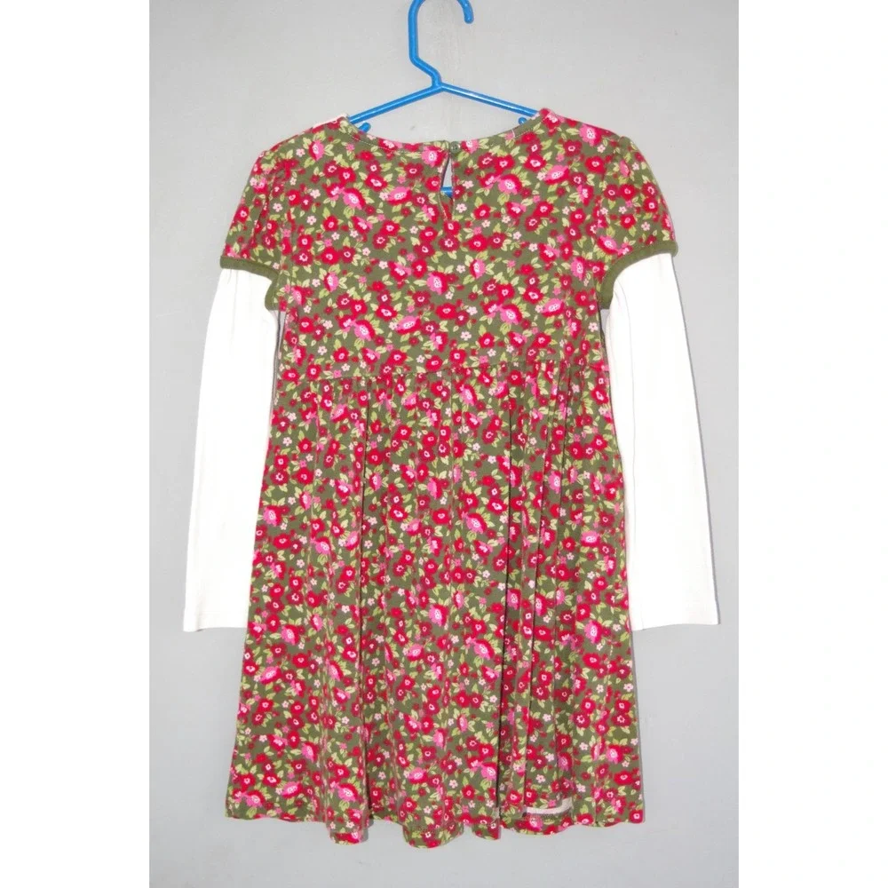 Gymboree Dress Floral AOP‎ 2011  EUC 6 Fall Winter Green Red Pink Embroidered